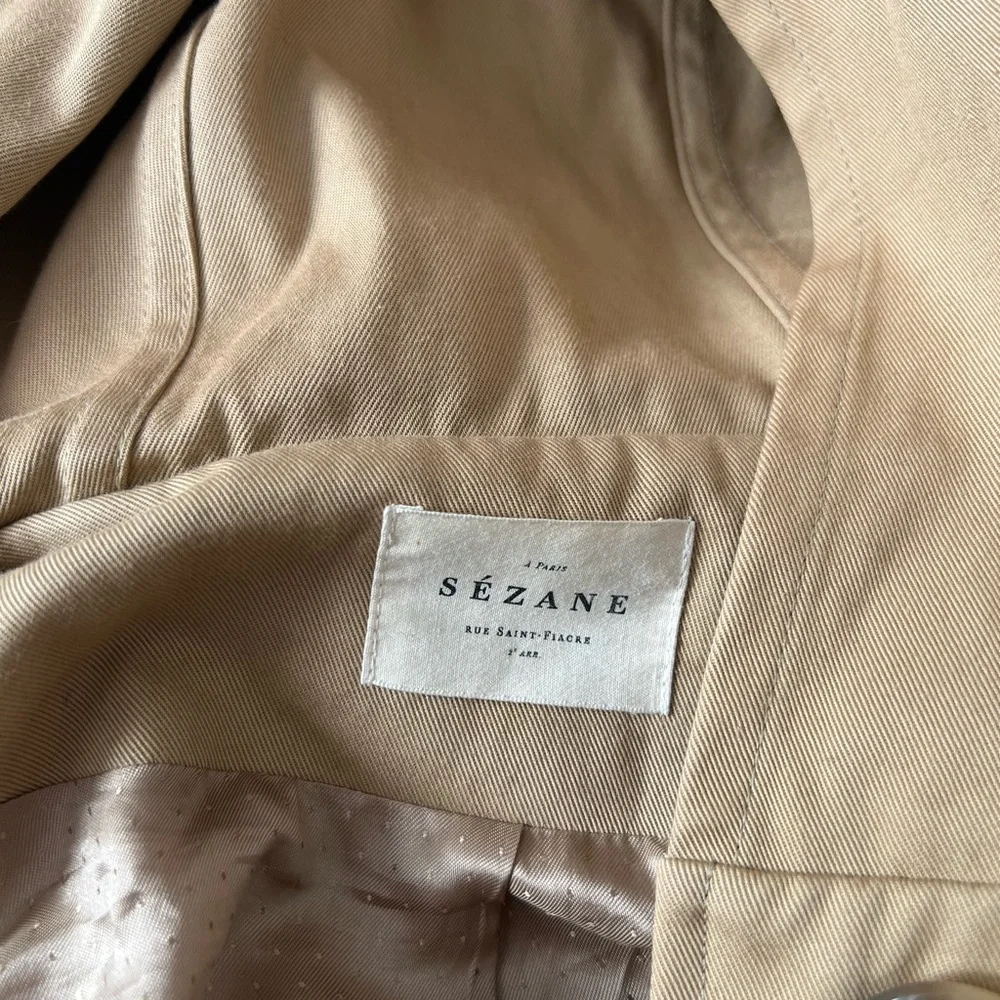 Sezane Tan Trench Coat with Hood - Picture 7 of 14